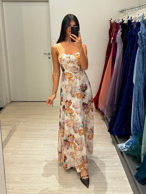 Vestito lungo floreale spalline