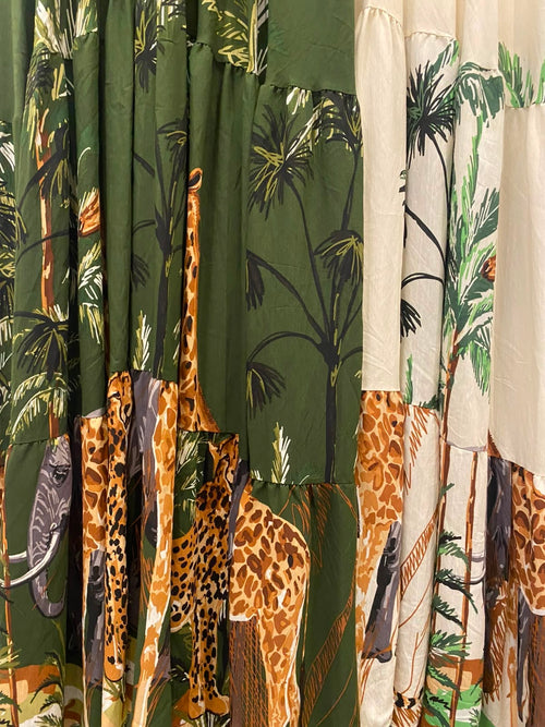Vestito lungo giraffe lacci spalline