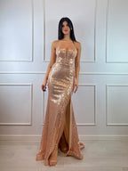 Abito cerimonia paillettes scollo cuore