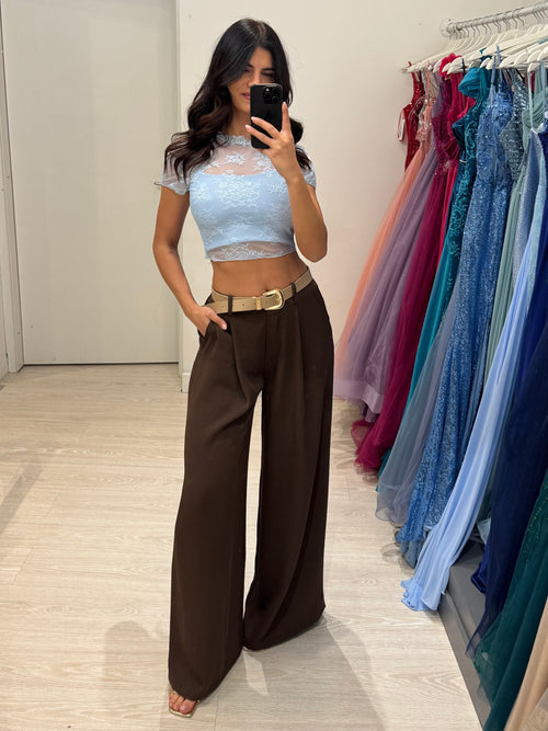 T-shirt crop pizzo