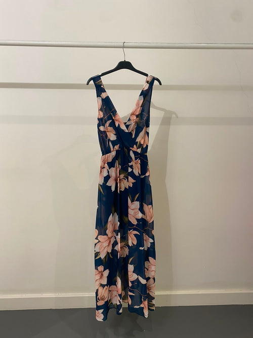 Vestito lungo scollo V fantasia mix