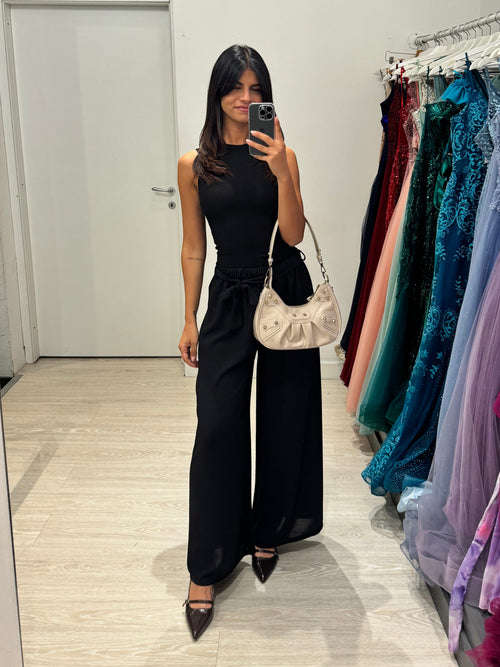 Pantalone palazzo leggero con cintura