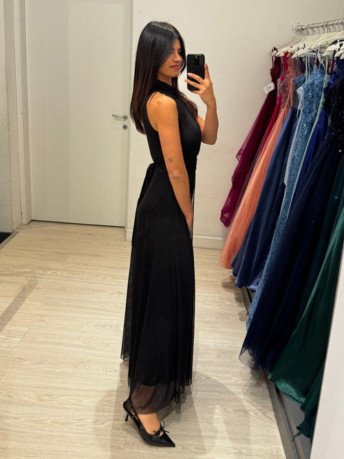 Abito Giulia cerimonia tulle brilli scollo Americana