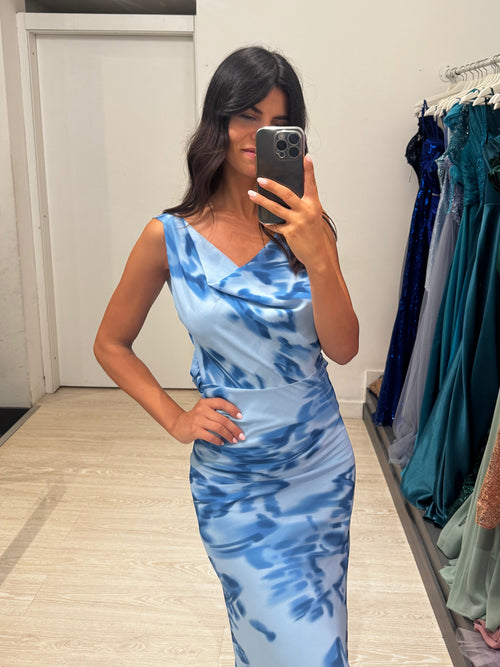 Vestito lungo fantasia scollo morbido