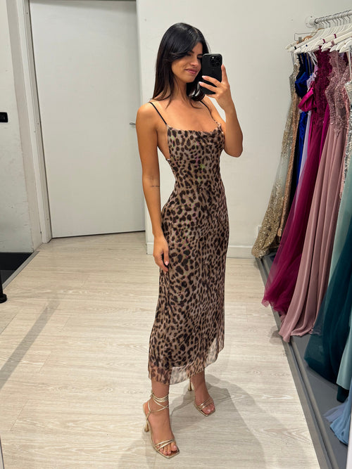 Vestito lungo tulle maculato