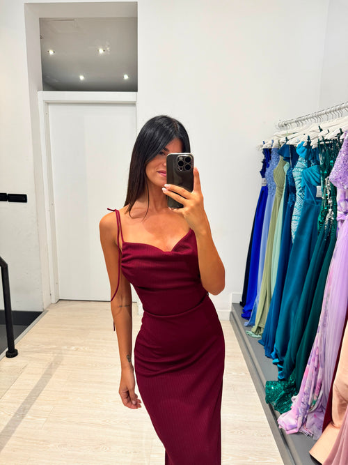 Vestito midi costine lacci e schiena nuda