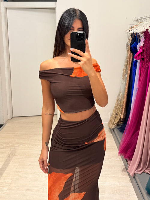 Completo tulle fantasia top e gonna