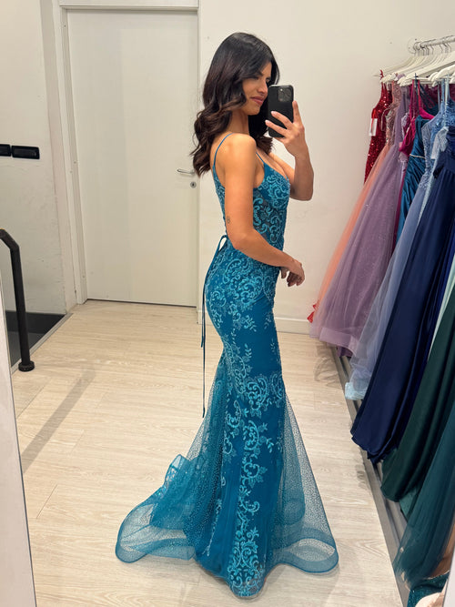 Abito cerimonia sirena damascato lurex