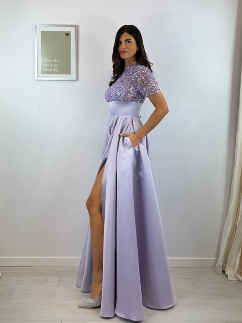 Abito Antonella manica corta paillettes