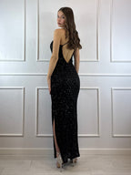 Vestito lungo paillettes spallina