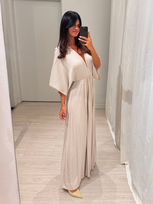 Abito cerimonia maglia plisse lurex manica