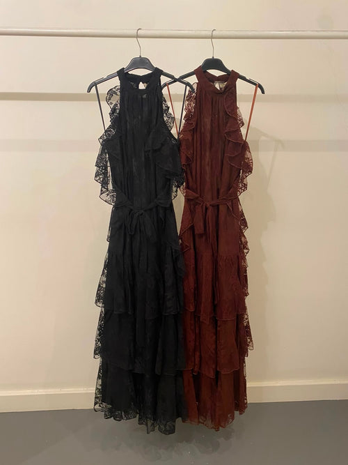 Vestito lungo pizzo scollo americano