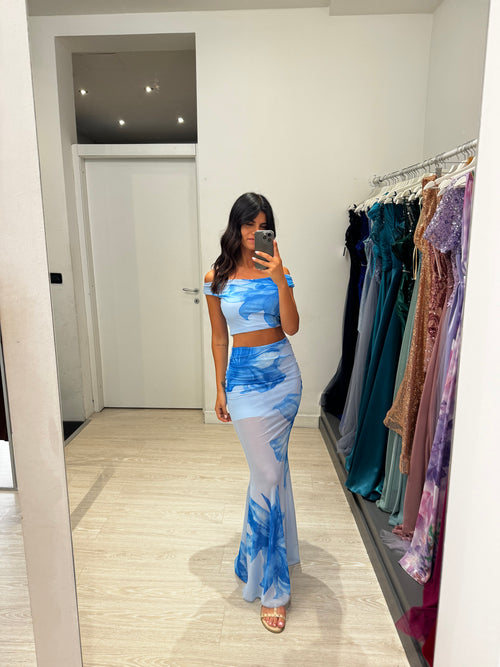 Completo tulle fantasia top e gonna