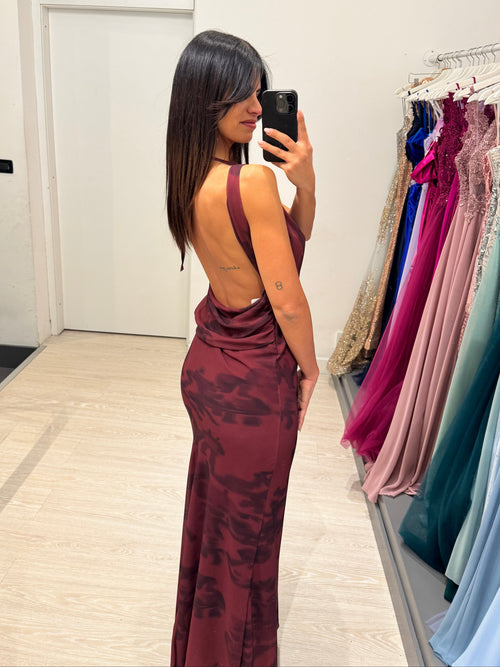 Vestito lungo fantasia scollo morbido