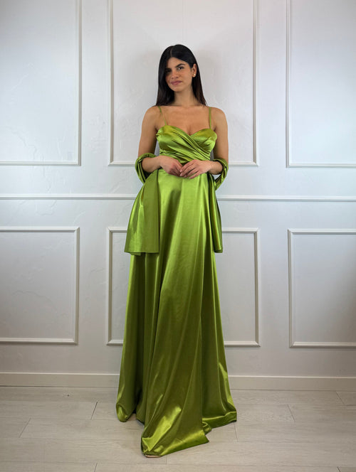 Vestito lungo scollo incrociato morbido