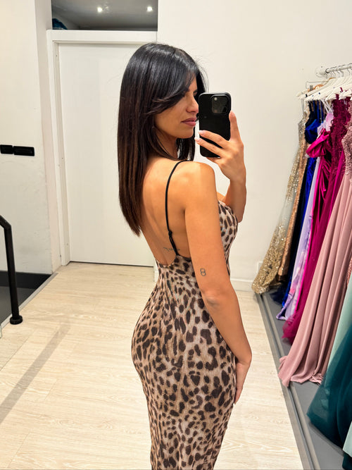 Vestito lungo tulle maculato