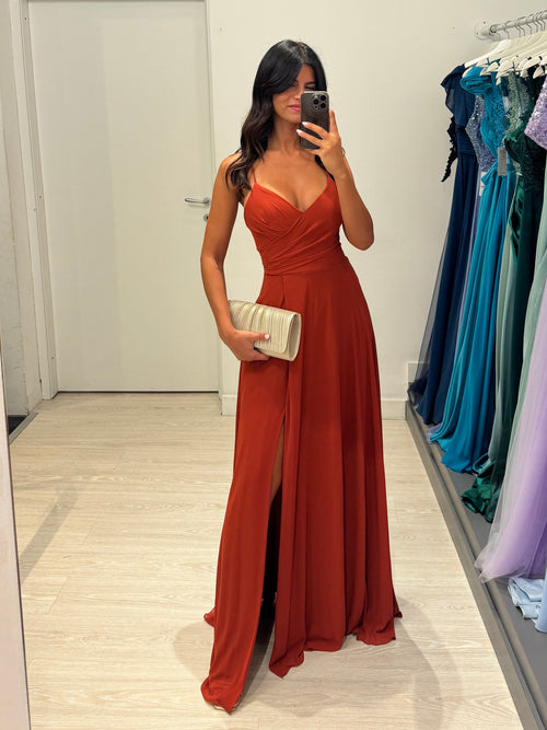 Abito cerimonia Mery incrocio schiena con spacco