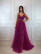 Abito cerimonia corpetto pizzo gonna tulle