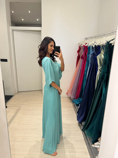 Abito cerimonia maglia plisse lurex manica