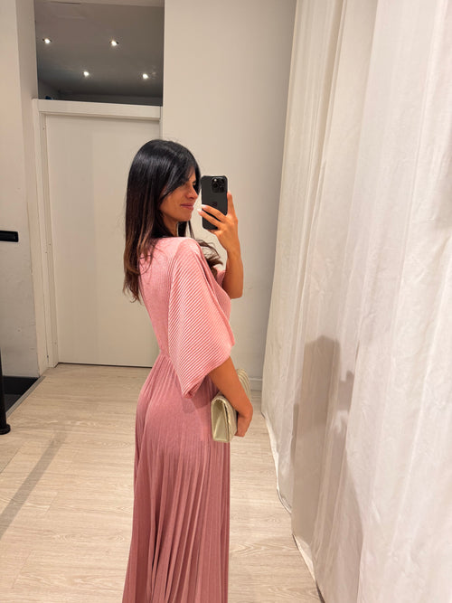 Abito cerimonia maglia plisse lurex manica