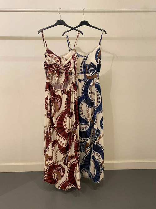 Vestito lungo fantasia fiocco schiena