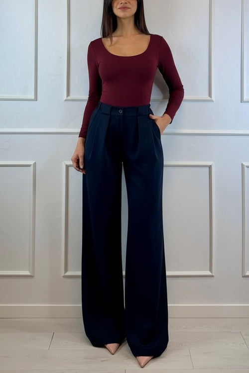 Body a manica lunga con scollo tondo