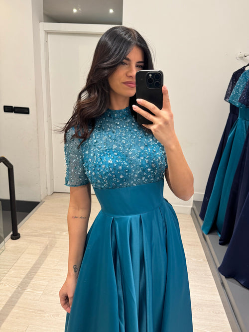 Abito Antonella manica corta paillettes