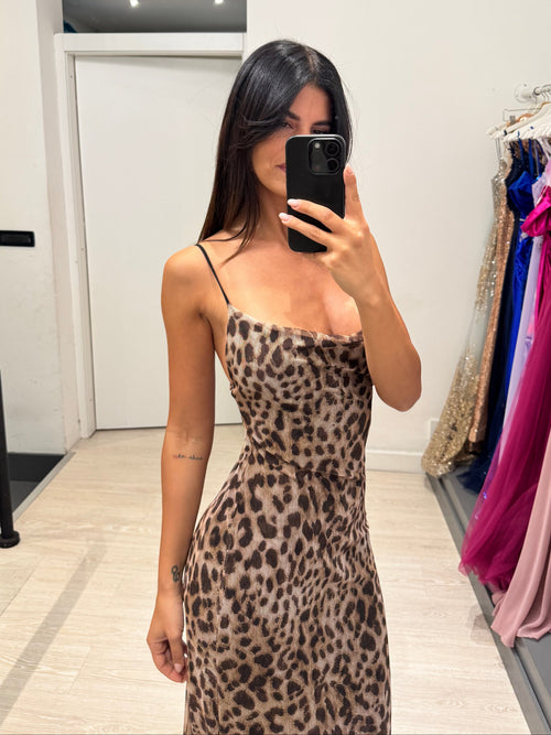 Vestito lungo tulle maculato