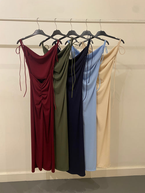 Vestito midi costine lacci e schiena nuda
