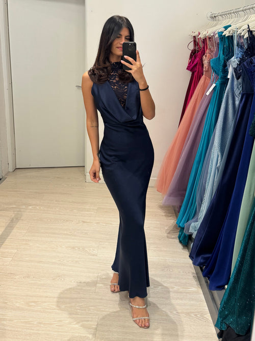 Abito cerimonia satin con pizzo