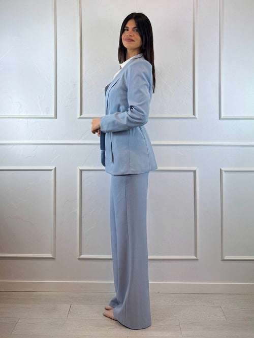 Giacca con cintura collo rever tondo