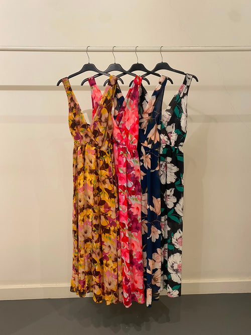 Vestito lungo scollo V fantasia mix