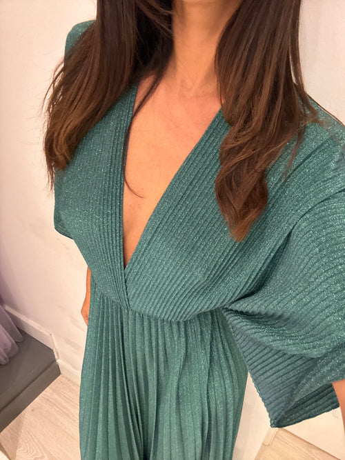 Abito cerimonia maglia plisse lurex manica