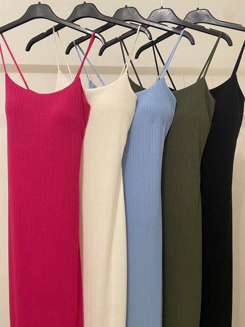 Vestito midi costine spalline
