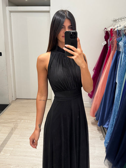 Abito Giulia cerimonia tulle brilli scollo Americana