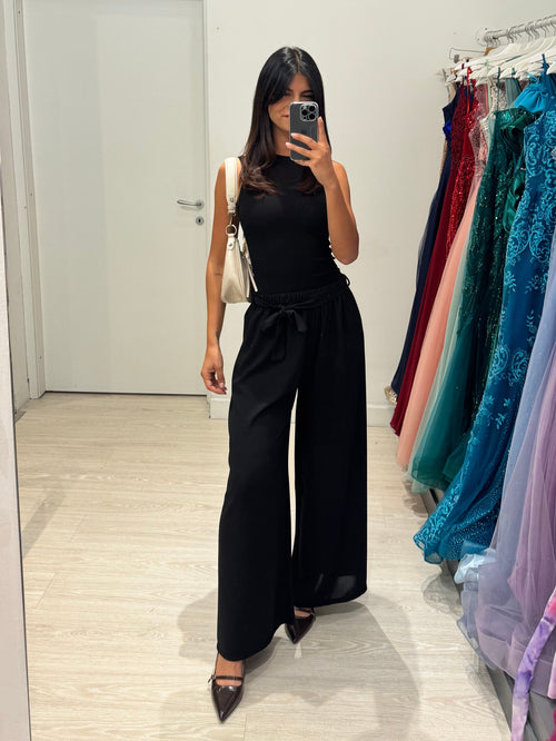 Pantalone palazzo leggero con cintura