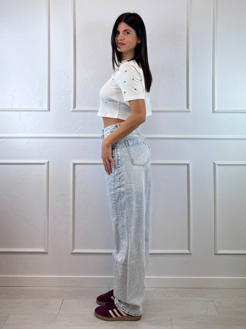 Jeans hazel baggy chiaro con strappi