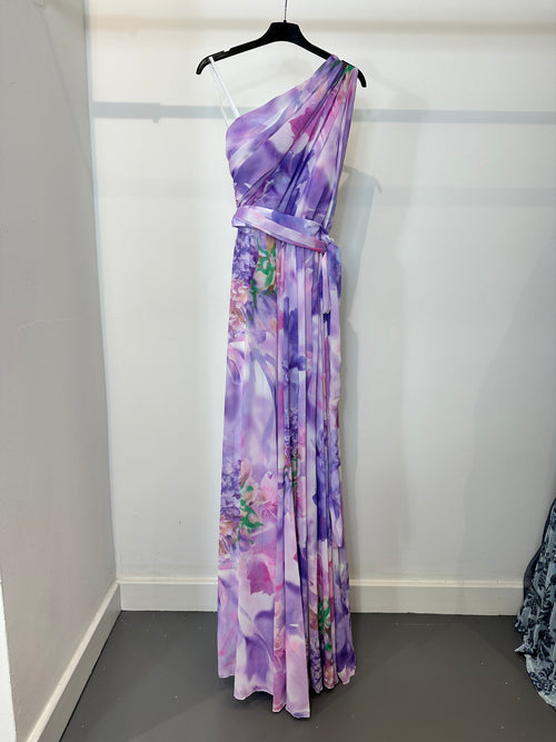 Abito cerimonia monospalla fantasia spacco