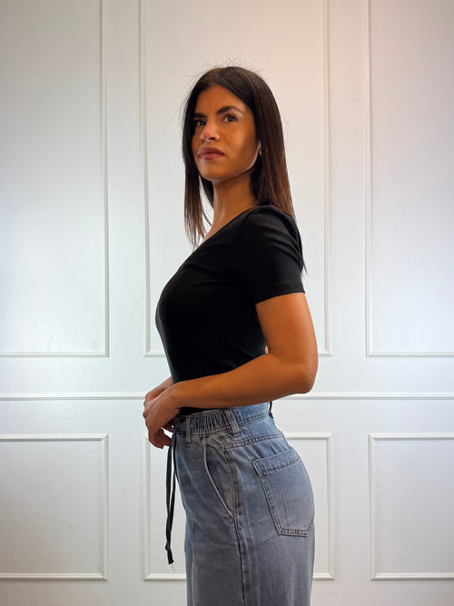 Jeans sophiawide leg vita arricciata e coulisse