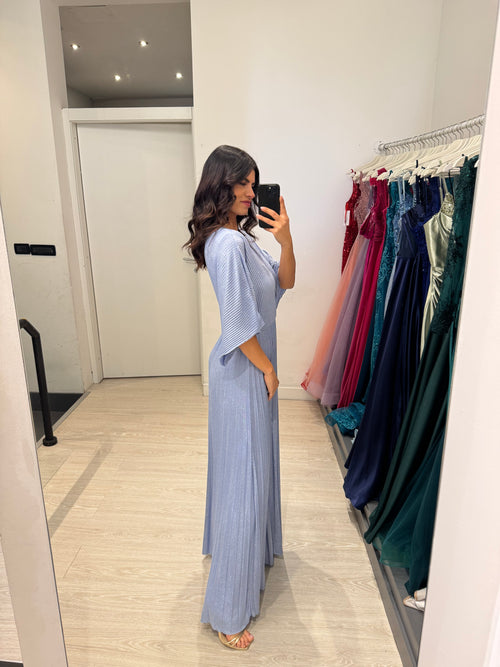 Abito cerimonia maglia plisse lurex manica