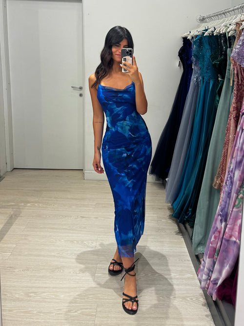 Vestito midì tulle fantasia