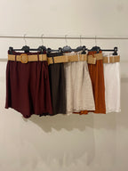 Shorts lungo effetto lino con cintura