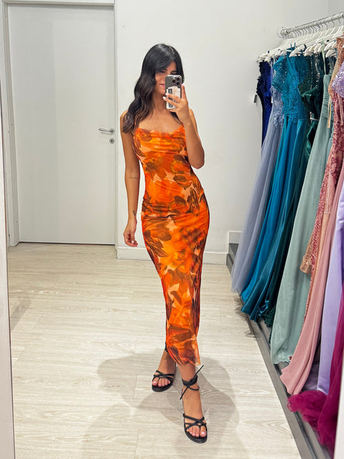 Vestito midì tulle fantasia