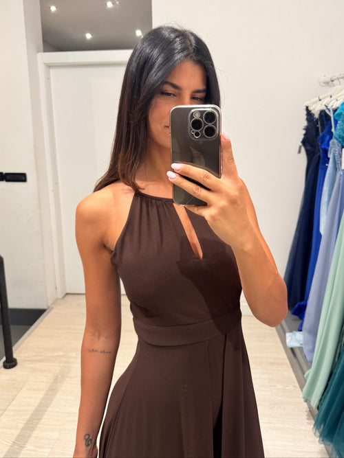 Tuta elegante scollo americano con mantella