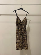 Vestito corto scollo V maculato