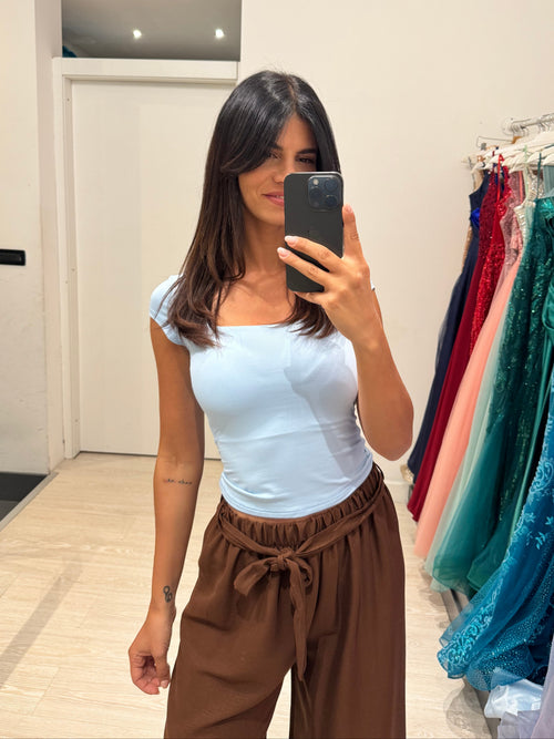 Pantalone palazzo leggero con cintura
