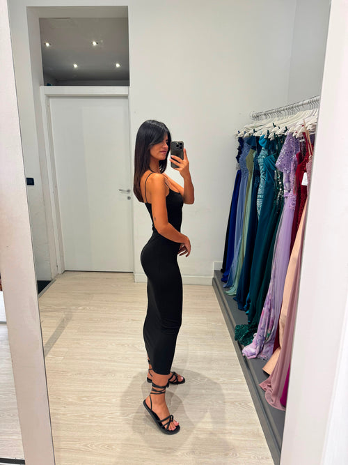 Vestito midi costine spalline
