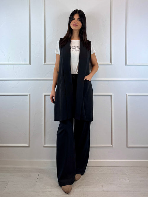 Gilet lungo con tasche