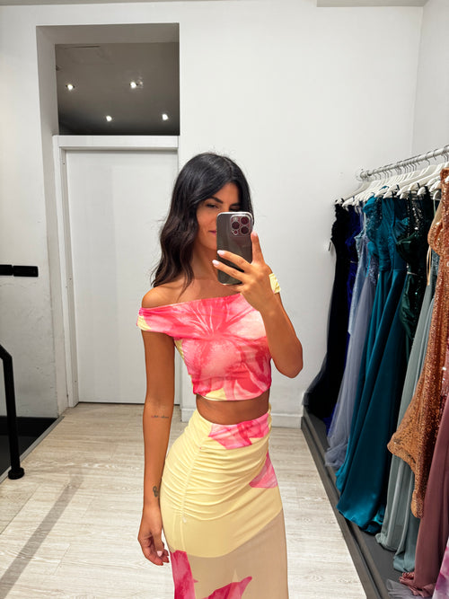 Completo tulle fantasia top e gonna