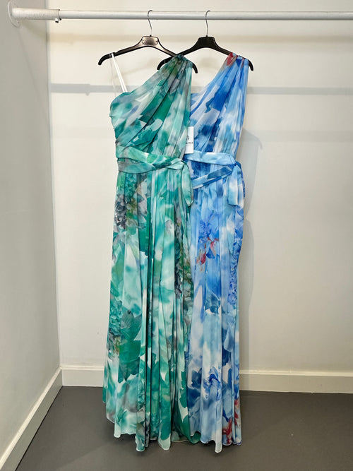 Abito cerimonia monospalla fantasia spacco